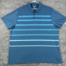 Old Navy Polo Shirt Mens 2XL XXL Blue Striped Short Sleeve Lightweight Soft