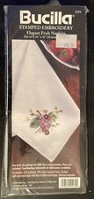 Bucilla Stamped Embroidery 4 Napkins Set Elegant Fruit Vintage 1996  41474 new
