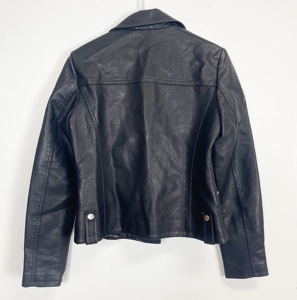 Moto Jacket Womens 8 Black Faux Leather NWOT NEW eBay