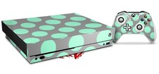 Skin for XBOX One X Console Controller Kearas Polka Dots Mint Gray Decal