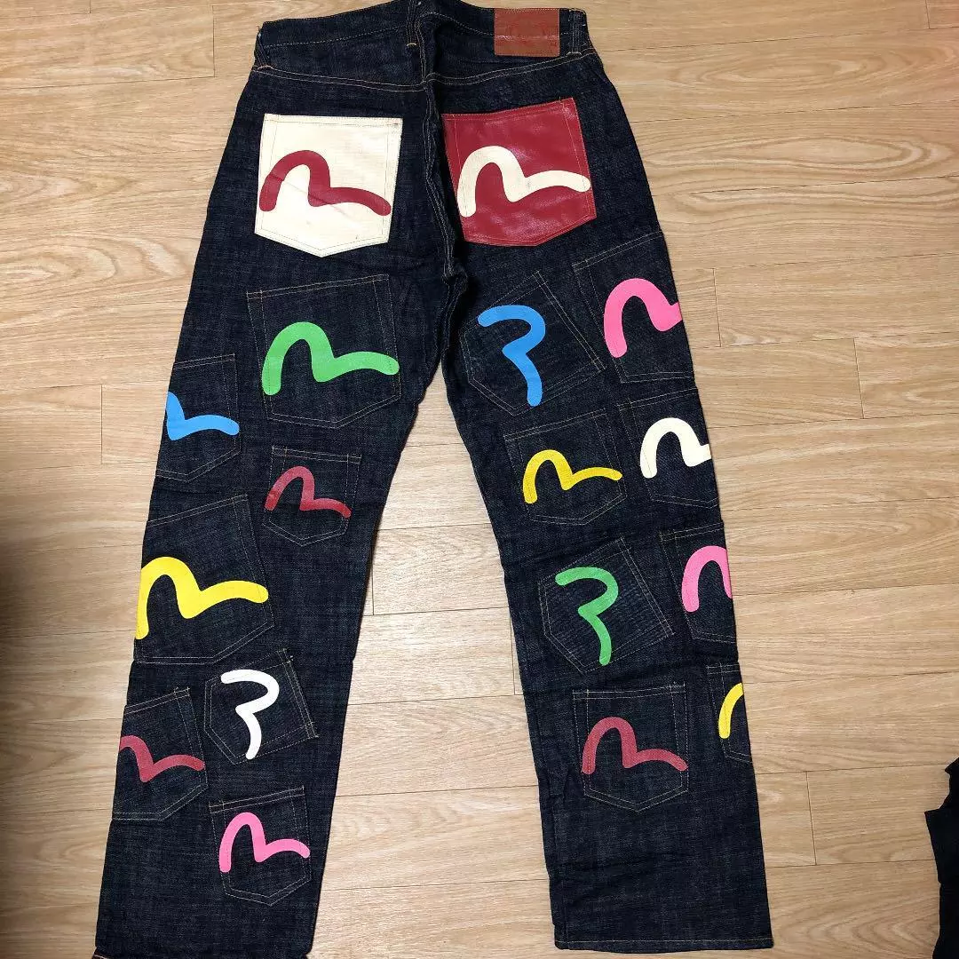 Sociologi Ekspression foran EVISU Multi Color Seagull Logo Denim Pants Jeans 34×34 Used From Japan |  eBay