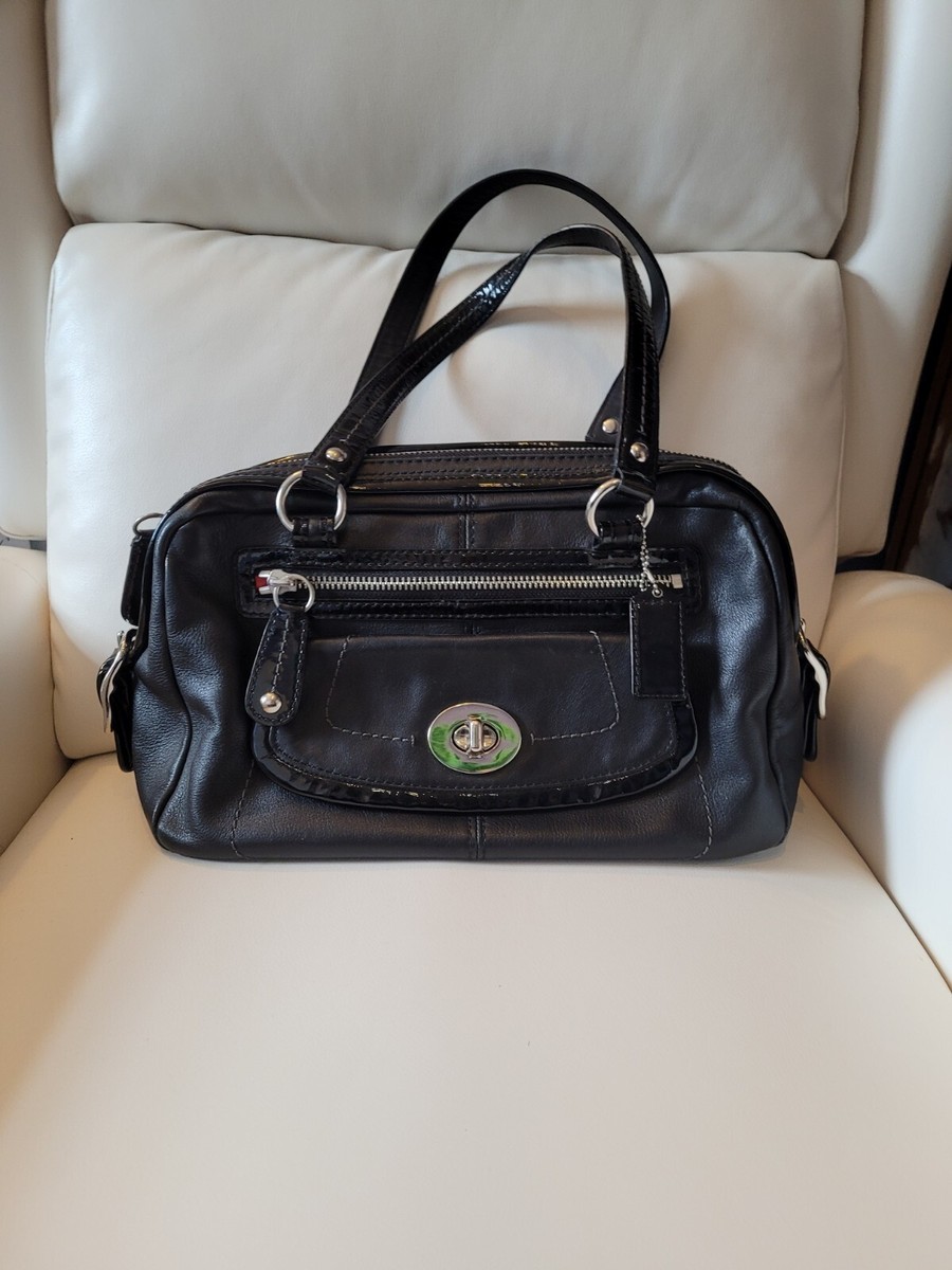 Coach 13382 Bonnie Handbag Black Genuine Leather Satchel Top Zip