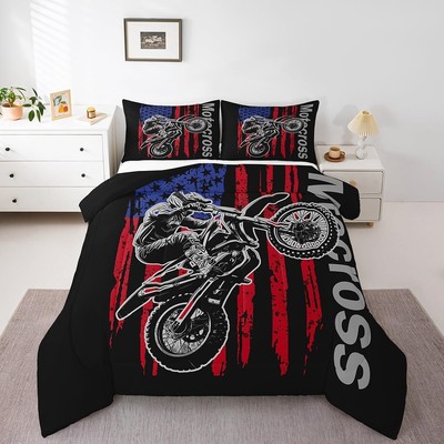 Feelyou Dirt Bike Comforter Set Queen Size Kids Extreme Sports Comforter for ...