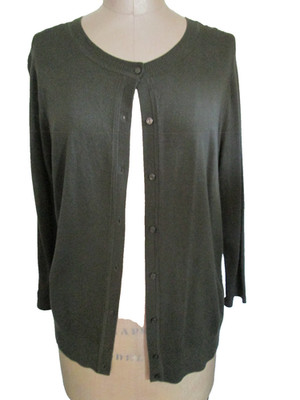 HALOGEN OLIVE GREEN CLASSIC CARDIGAN SZ 1X NWTS! (RUNS SMALL) SOFT ALL SEASONS