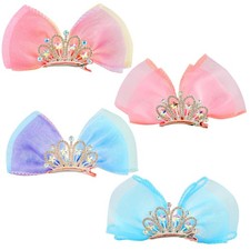Rhinestone Crown Barrettes and Hair Clips Set - Princess Birthday Headband, R...