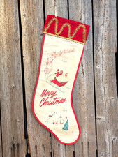 Vintage Felt Christmas Stocking MCM 1950s San...