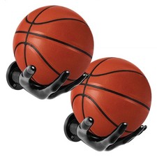 Grivaton Basketball Holder Wall Mount, 2pcs Premium Hand-Shaped Ball black