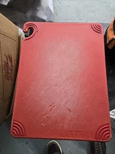 San Jamar CBG182412RD Saf-T-Grip® 24" x 18" x 1/2" Red Cutting Board with Hook
