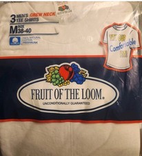 Vintage 1992 3 Pack Fruit Of The Loom Mens Sz. Medium White Crew Neck Shirts New