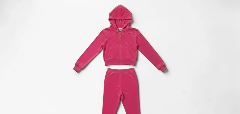 Authentic Juicy Couture Pink Velour Tracksuit Set Y2K McBling Logo Back S - Bild 1 von 4