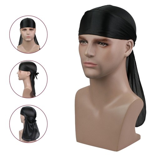 Satin Bandana Men Fashion Hair Scarf Headscarf Man Women Long Tail Wrap - Picture 9 of 10