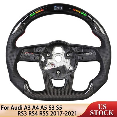 Real Carbon Fiber LED Steering Wheel For Audi A3 A4 A5 S3 S5 RS3 RS4 RS5 2017-21