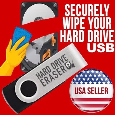 Hard Drive Eraser Disk Wiper Stop Identity Theft Delete Wipe Erase Data New USB