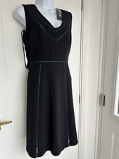 Ossie Clark Size 12 Little Black Dress with Electric Blue Lining Fitted BNWT LBD