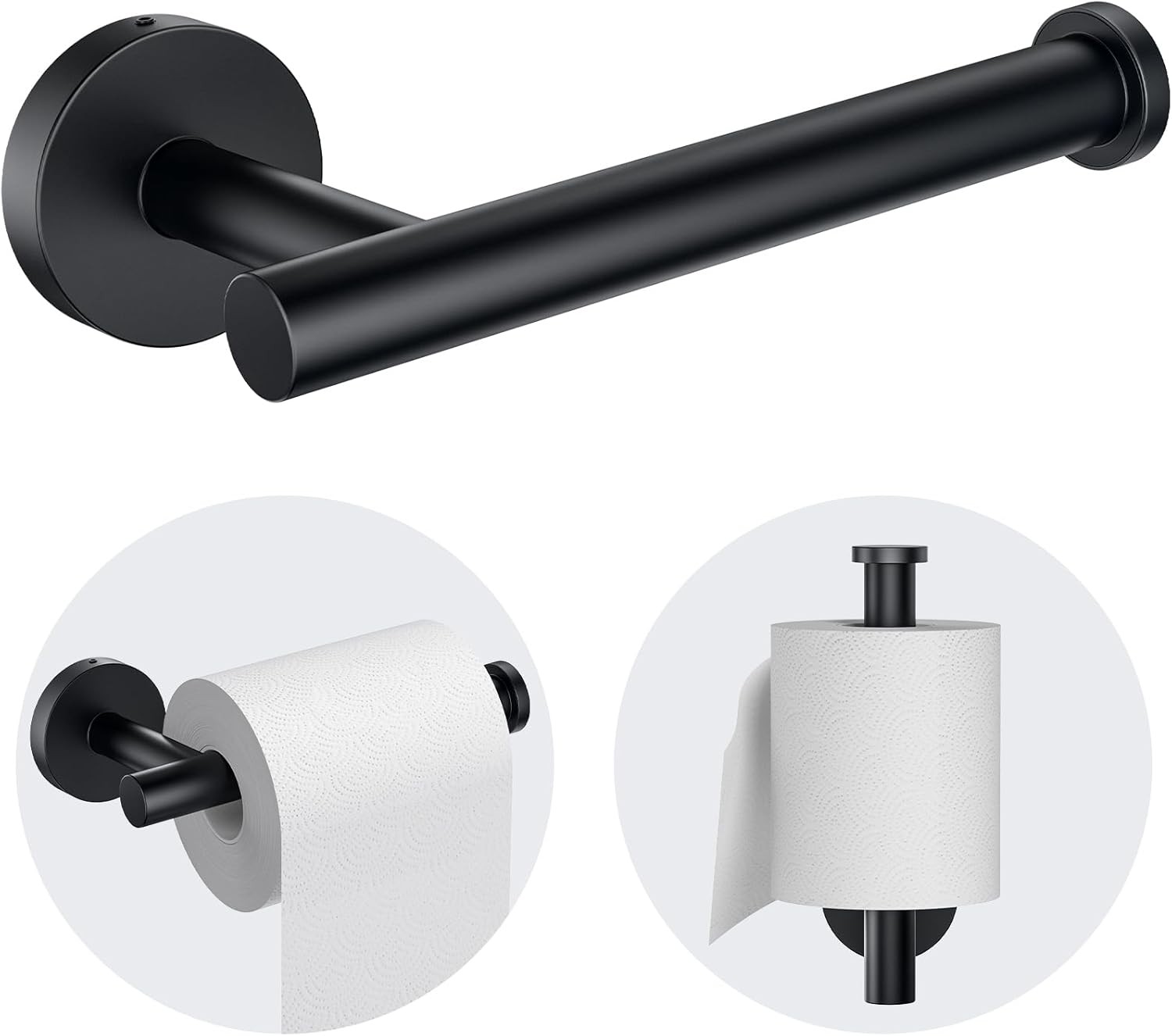 Toilet Paper Holder Wall Mount Sturdy Round Matte Black Toilet Paper Holder