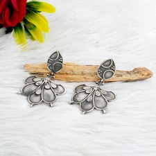 Oxidized 925 Sterling Silver Stud Earrings   Handmade Wedding Jewelry