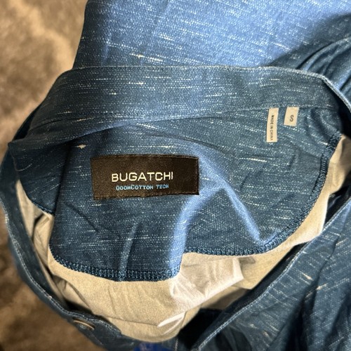 NEW Bugatchi OoohCotton Tech Slub Long Sleeve Henley Shirt Blue Mens Size S - Picture 5 of 9