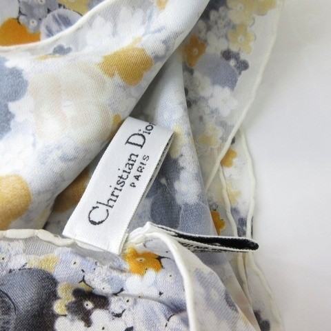 Christian Dior Scarf Floral Pattern Butterfly Silk Ivory Women'S Authentic thumbnail 5