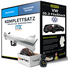 Für VW ID.3 Fließheck E11, E12 Anhängerkupplung abnehmbar +eSatz 7pol 20- Kit