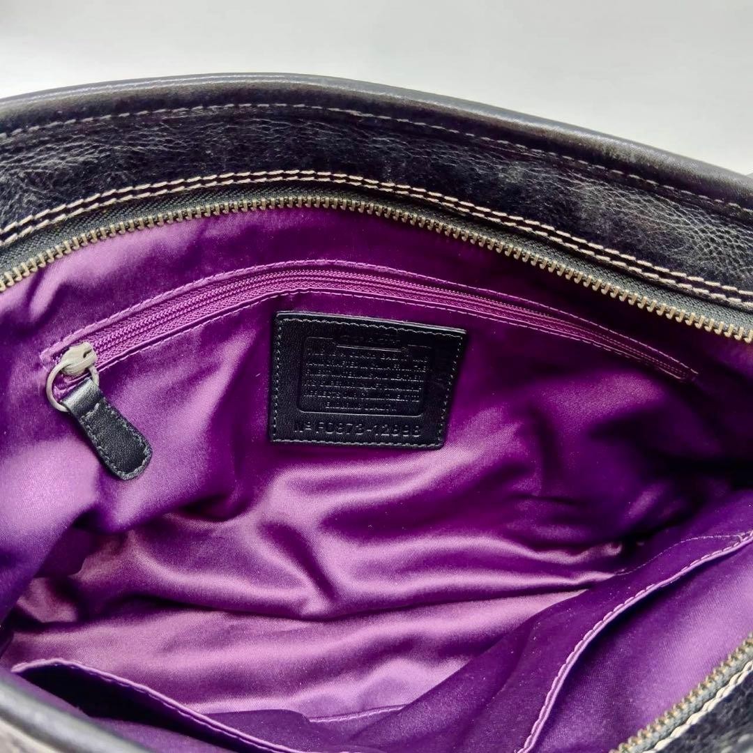 COACH Patchwork Exotic Denim Leather Shoulder Bag… - image 14