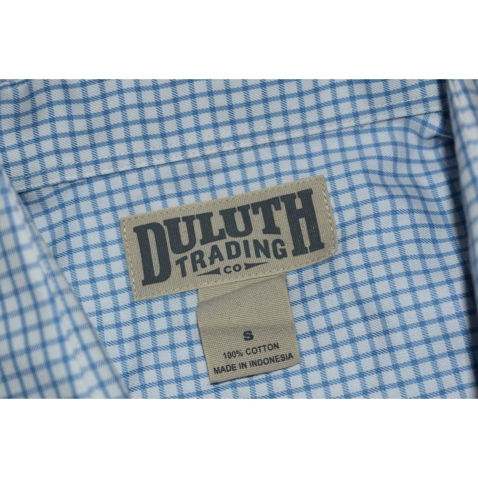 Duluth Trading Co Work Dress Shirt Mens Size Small Blue Plaid Front Pocket - Image 3 of 4