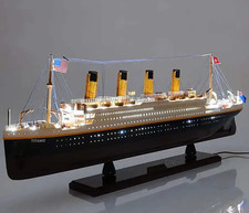 32-Inch TITANIC REPLICA with LED Lights Wooden Cruise Ship Model Nautical Decor