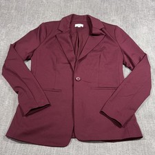 LOFT Outlet Blazer Jacket W 6 Burgandy Knit Button Work Office Career Capsule