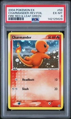 2004 POKEMON EX FIRE RED & LEAF GREEN #58 CHARMANDER-REVERSE FOIL PSA 6