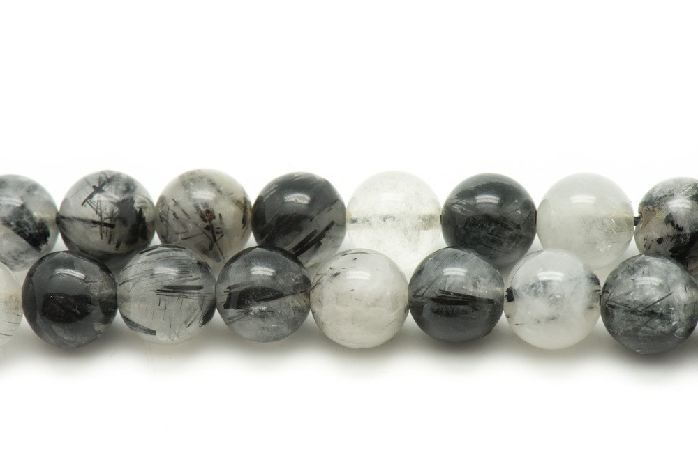 Quartz tourmaline noire perles de pierre 10mm sur fil 39cm pour remplacer vos perles synthétiques
