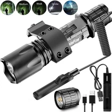 900000LMS Tactical LED Gun Flashlight Rail Mount Rechargeable Light For Hunting