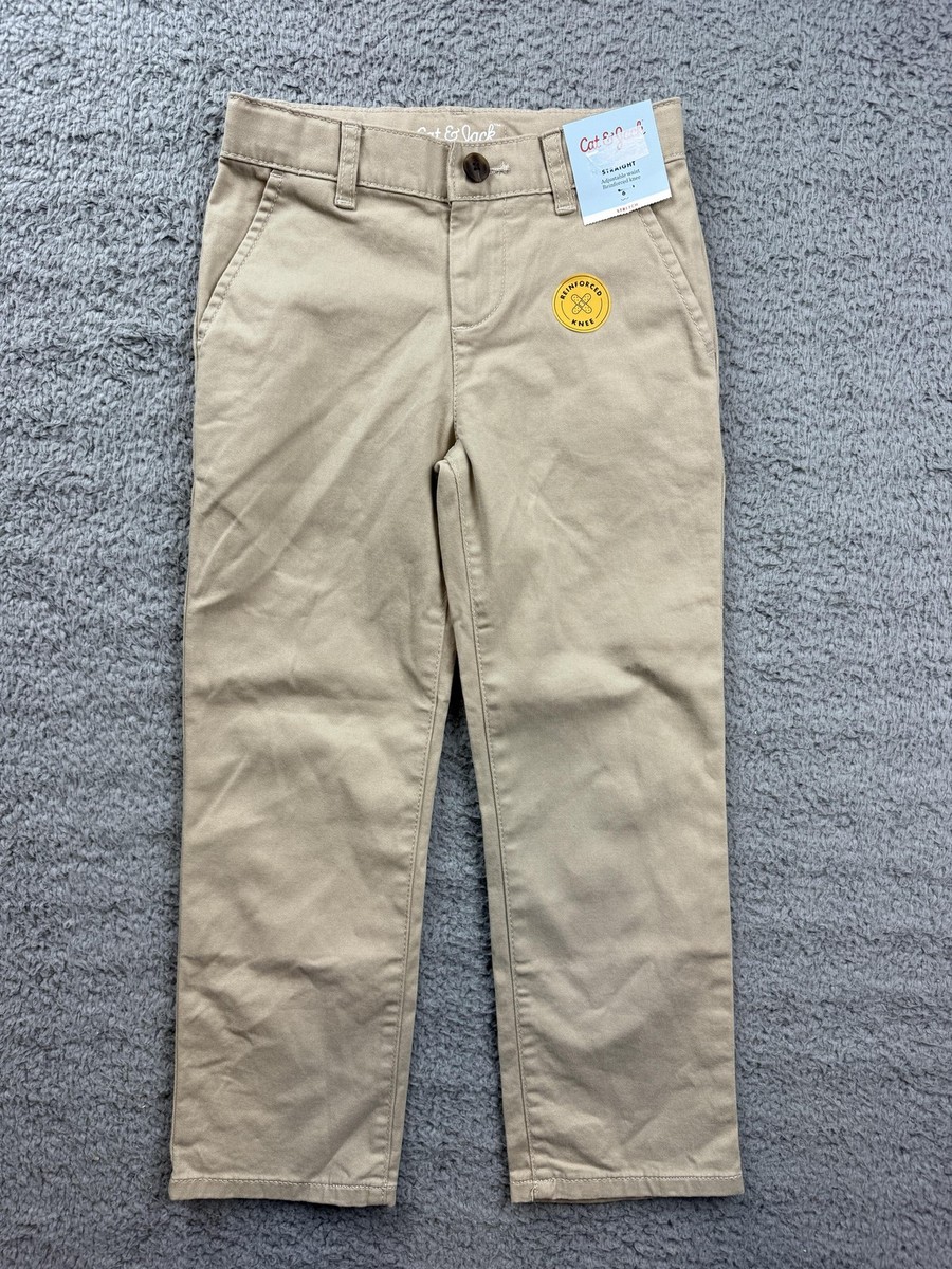 Cat Jack Pants Boys Beige Straight Adjustable Waist Reinforced
