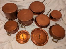 Serie pentole in rame - 3 pentole, 2 teglie, 1 casseruola, 1 padella, 2 coperchi