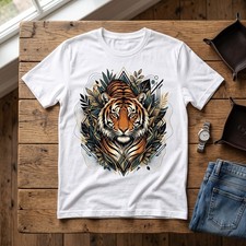 Geometric Jungle Tiger Graphic T-Shirt Wild C...