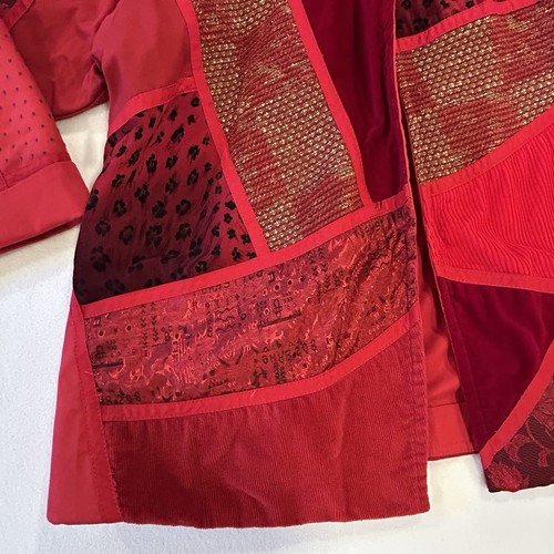 Solveig Cape Town Red Patchwork Jacket Large Asian Boho Artwear Kimono Style - Picture 2 of 22