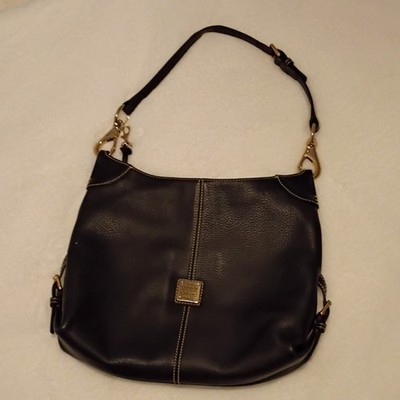 Dooney & Bourke Black Pebbled Shoulder Bag Pink Lining Gold Hardware Coin Purse