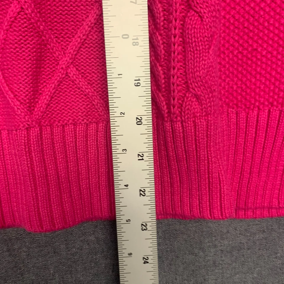 GAP Women's Sweater Size MP Hot Pink Cable Knit Crewneck 100% Cotton - Image 4 of 4