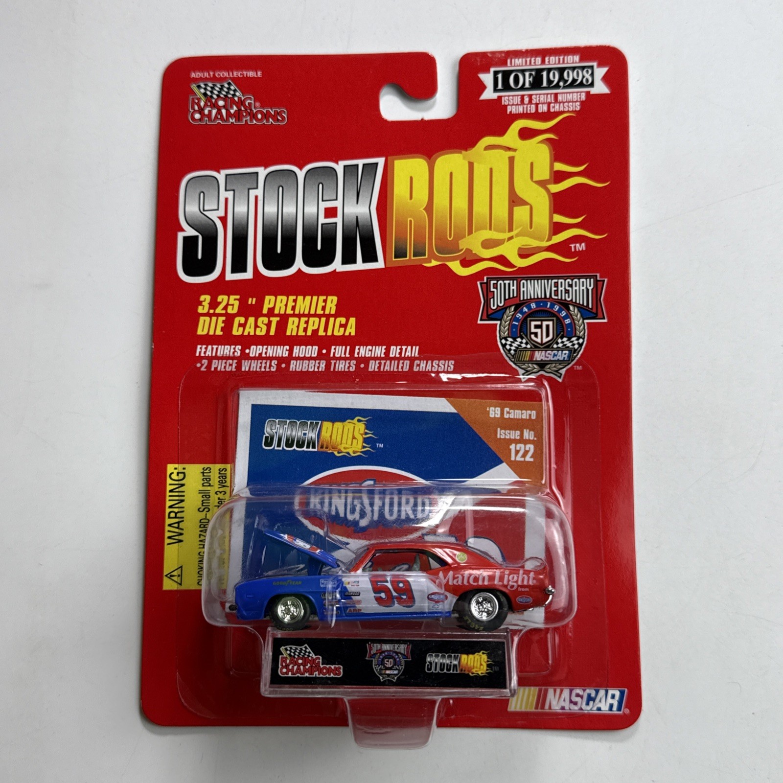 Racing Champions Stock Rods #122 Robert Pressley 69 1969 Camaro Kingsford NASCAR