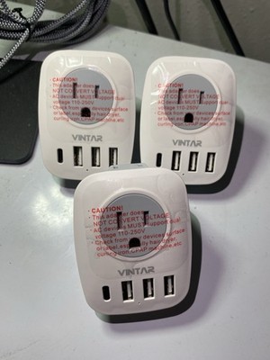 1 Pack European Plug Adapter USB C, TESSAN US to Europe Adapter 4 Outlets 3 USB