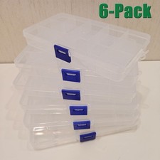 6 Pack 15 Grids Clear Plastic Organizer Storage Jewelry Box w Adjustable Divider