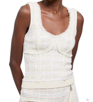 Size Medium Simkhai Florentine Knitted Tweed Tank ivory Worn Once Excellent