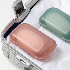 4 Pcs Plastic Soap Holder Container with Lid Portable Travel Case