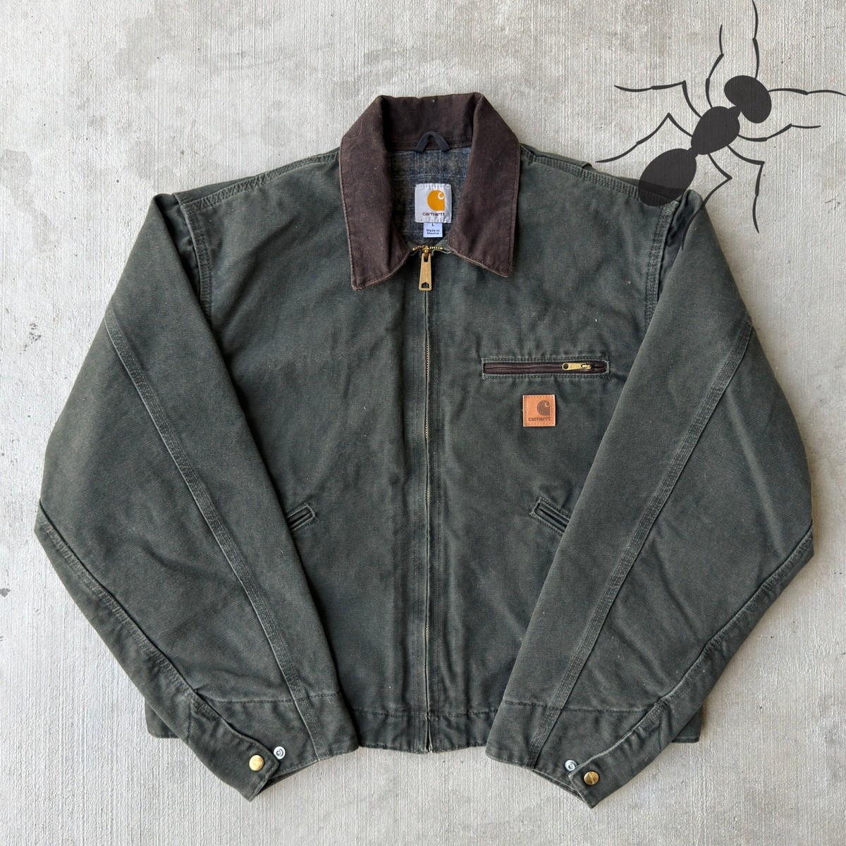 Carhartt J97 MOS green Detroit work wear jacket Large | eBay