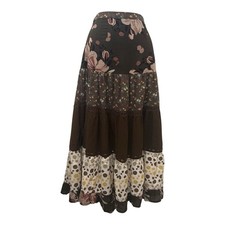Gypsy Skirt Womens Size Small Multicolor Patchwork Boho Hippie Flowy 100 Cotton