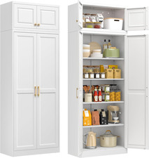 86" Tall Metal Kitchen Pantry Storage Cabinet with Doors and 4 Adjustable Shelve