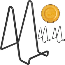 Decolore 4 Pack 6 Inch Black Picture Stands for Display Square Plate 