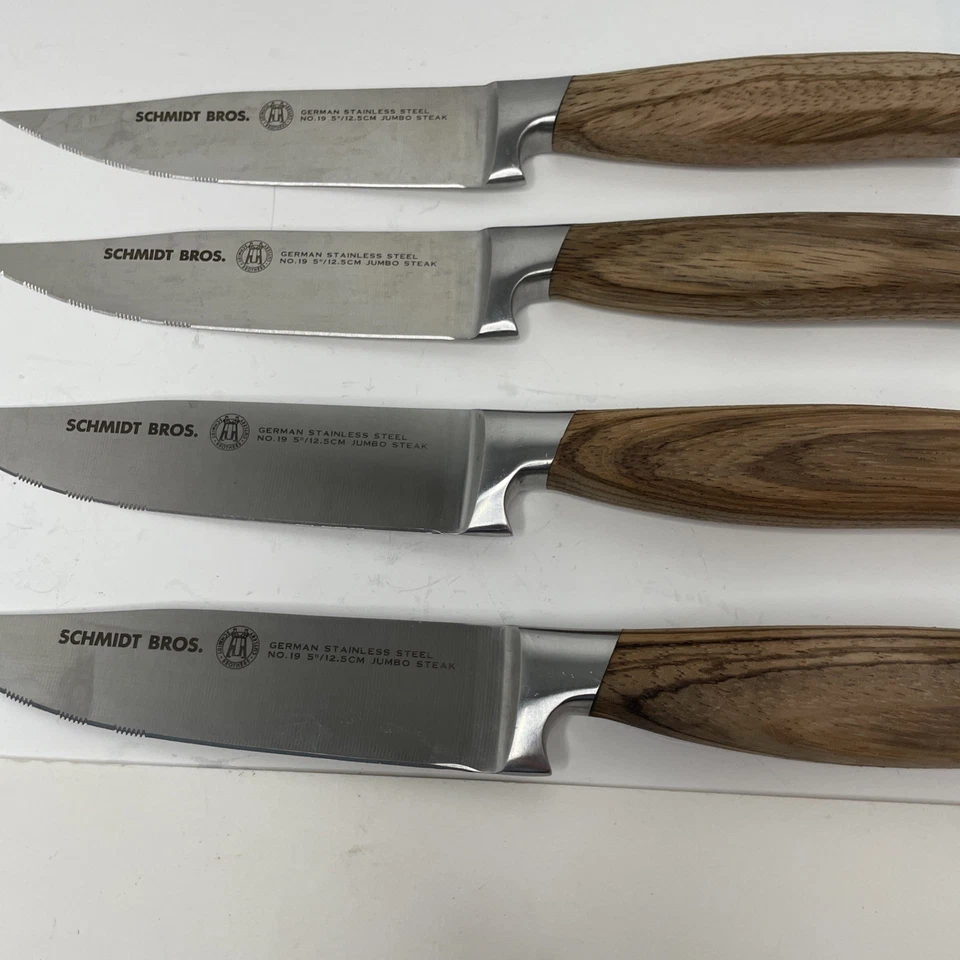 Schmidt Brothers German Stainless Steel Steak Knives - 4 Piece Set  Zebra Wood - Image 4 of 4