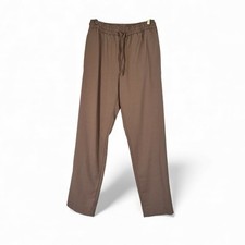 Zara Tan Straight Leg Drawstring Trouser Dress Pants Women s S Casual Pull On