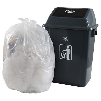 4 Pack 13 Gallon Kitchen Plastic Garbage Bin, Large Trash Can w/ Swing Lid, Gray