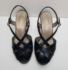 VAN DAL 4,5UK EUR37,5 LINEA DONNA SANDALI NERI VERNICE TACCO MEDIO CINTURINO SCARPE