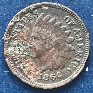 1864-with-L-Indian-Head-Cent-RARE-Key-Date-Mid-Grade-One-Penny-8765
